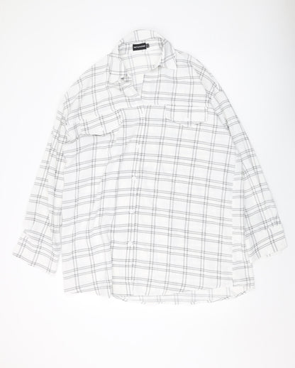 PRETTYLITTLETHING Womens White Polka Dot Polyester Basic Blouse Size 10 Collared