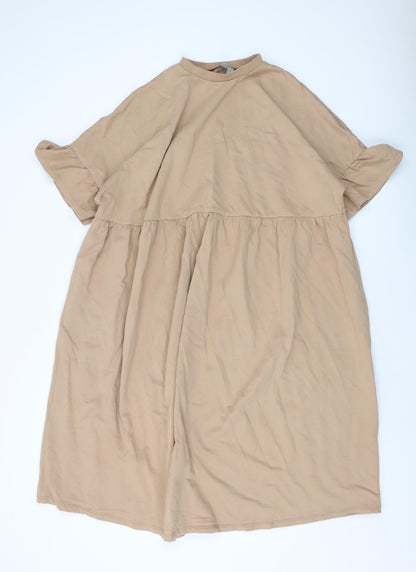 Additional front view of ASOS women’s brown cotton a-line, size UK 10, crew neck pullover