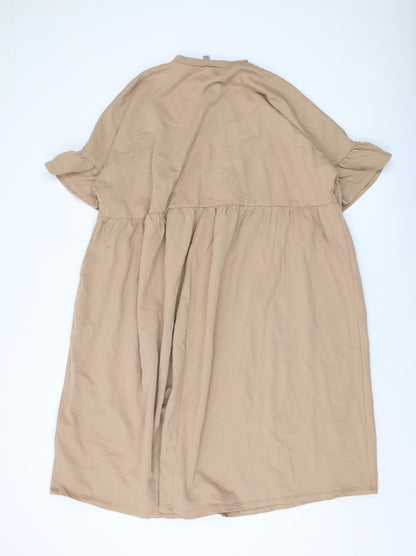 Back view of ASOS women’s brown cotton a-line, size UK 10, crew neck pullover