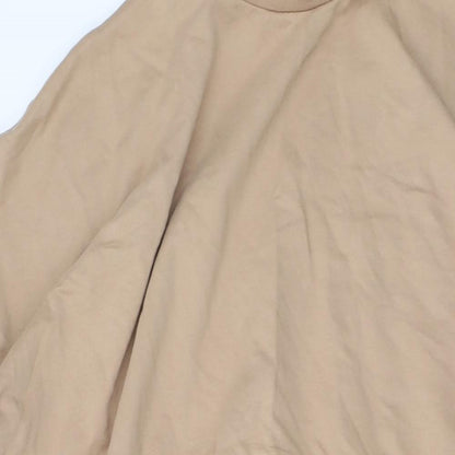 Close-up detail of ASOS women’s brown cotton a-line, size UK 10, crew neck pullover