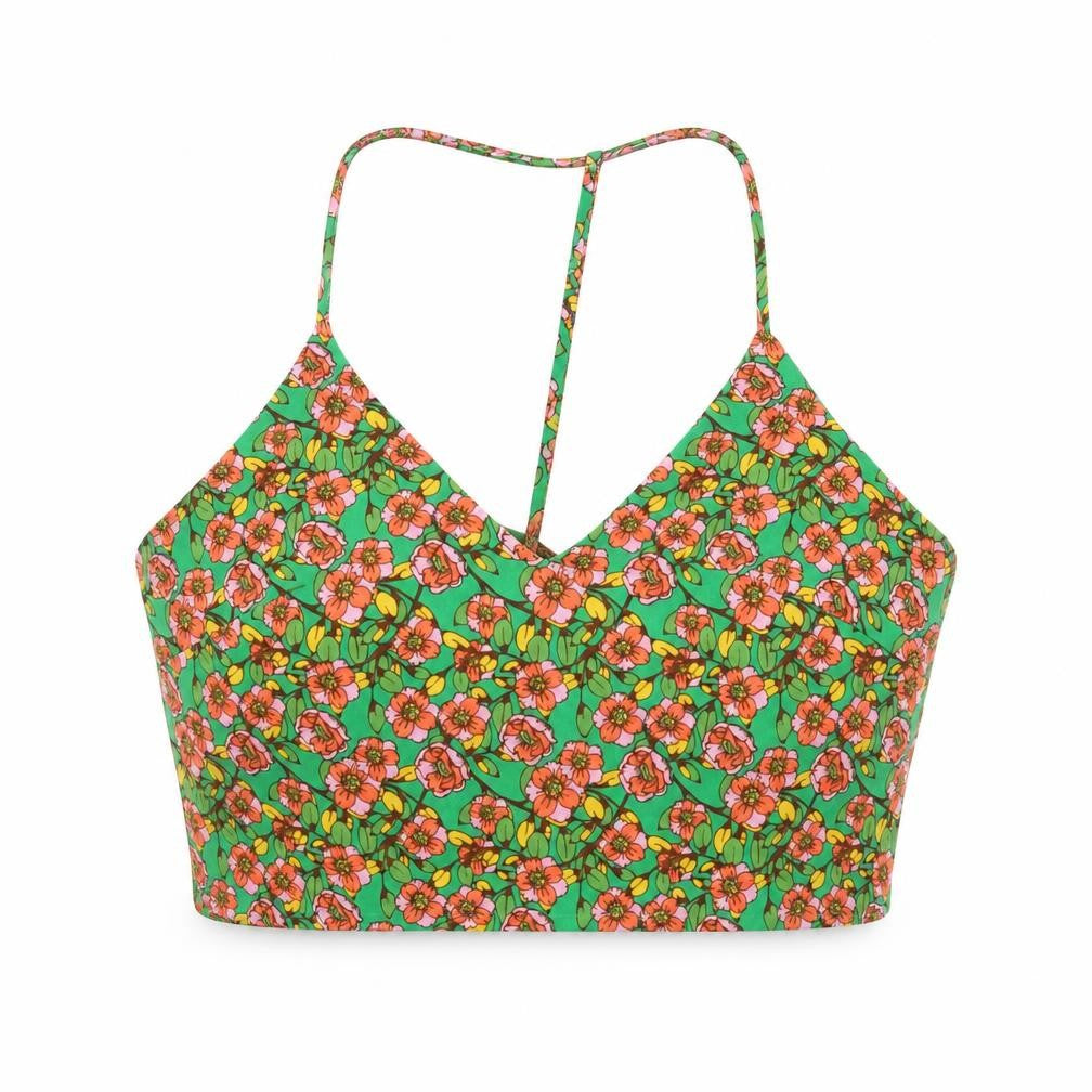 Nasty Gal Womens Green Floral Polyester Cropped Tank Size 14 V-Neck