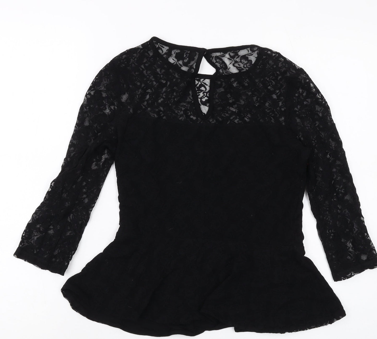 Lipsy Womens Black Polyester Basic Blouse Size 10 Round Neck
