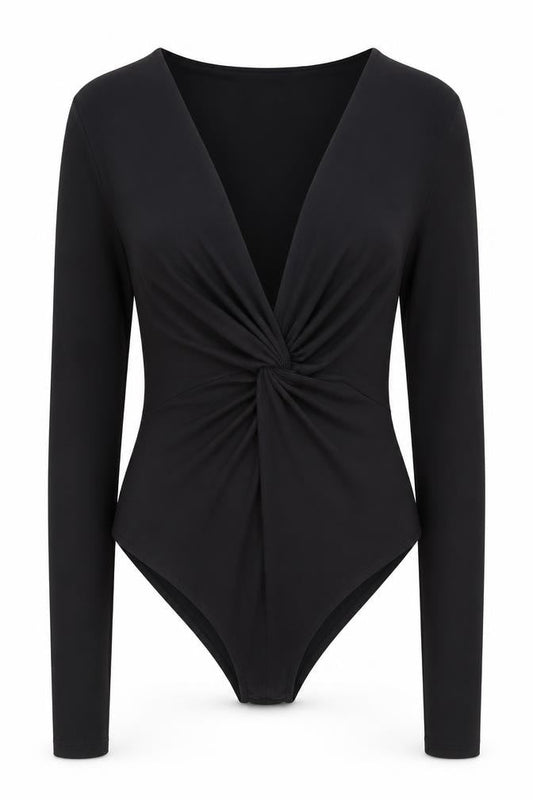Topshop Womens Black Polyester Bodysuit One-Piece Size 12 Snap