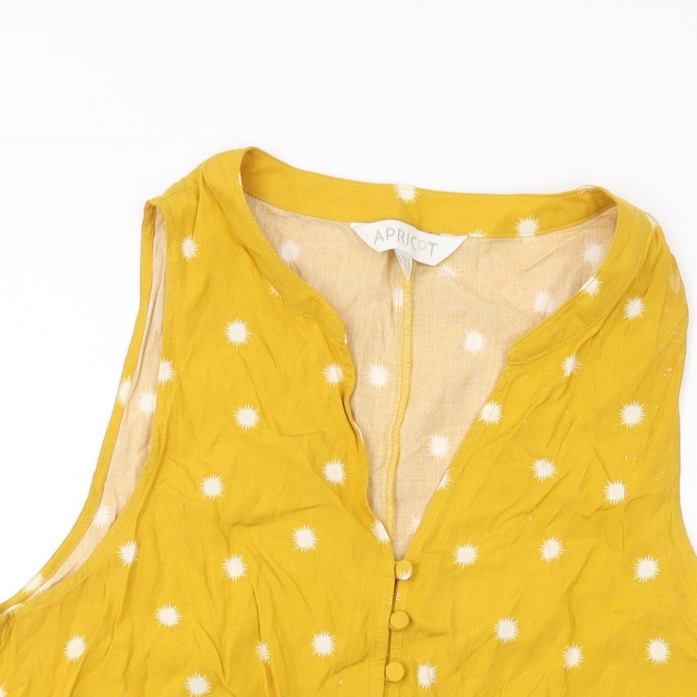 Apricot Womens Yellow Geometric Viscose Basic Tank Size 12 V-Neck