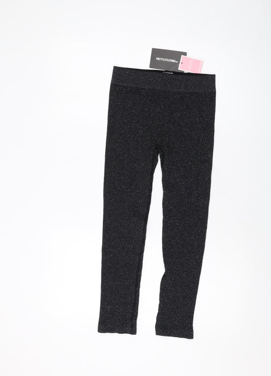 PRETTYLITTLETHING Womens Black Polyamide Capri Leggings Size M L23 in