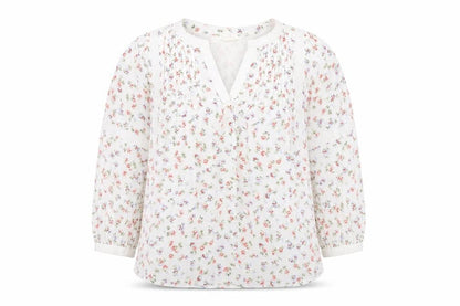 Per Una Womens White Floral Viscose Basic Blouse Size 8 V-Neck