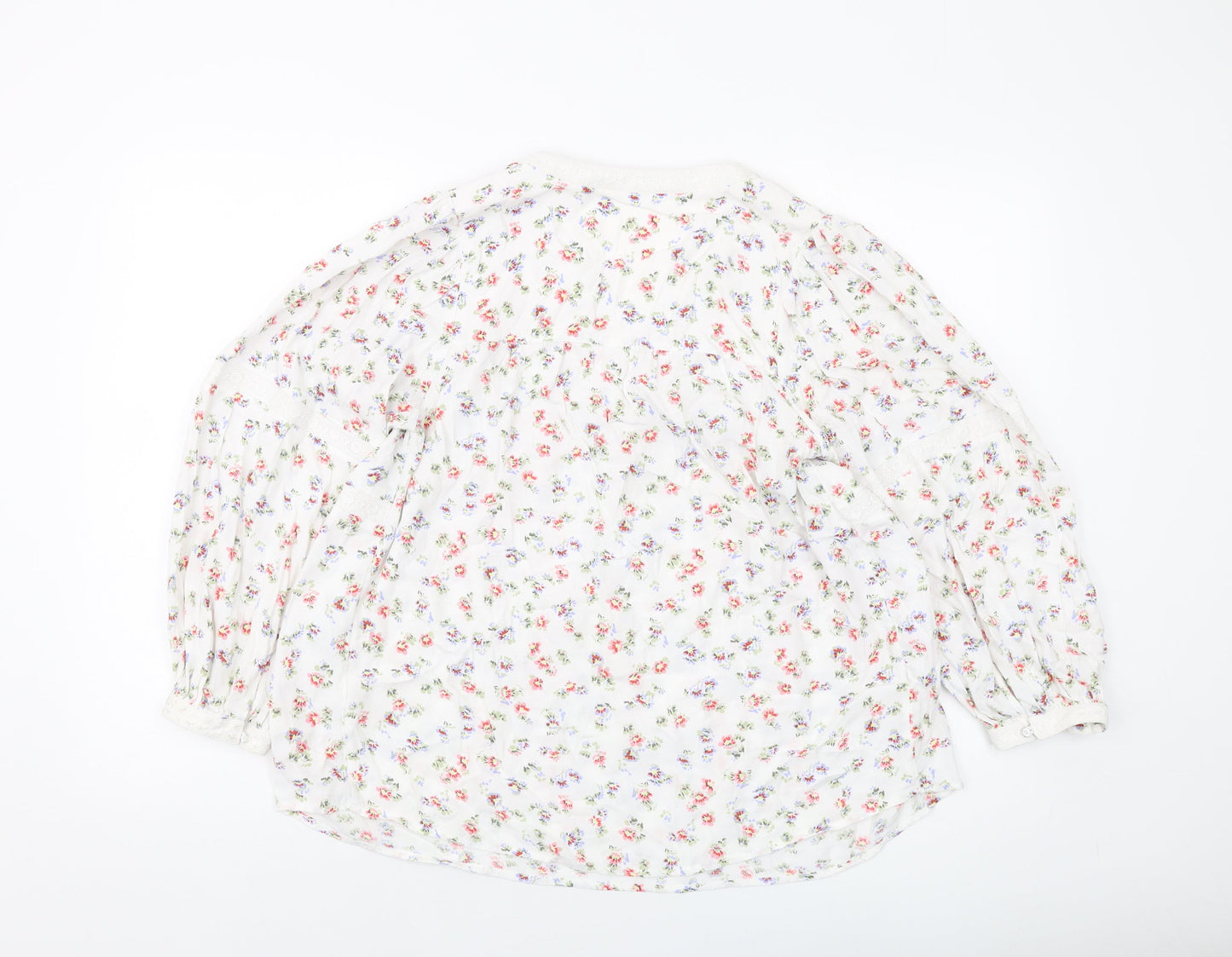 Per Una Womens White Floral Viscose Basic Blouse Size 8 V-Neck
