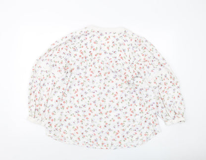 Per Una Womens White Floral Viscose Basic Blouse Size 8 V-Neck