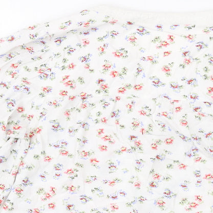 Per Una Womens White Floral Viscose Basic Blouse Size 8 V-Neck