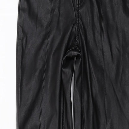 H&M Womens Black Polyester Trousers Size 6 L30 in Regular Button