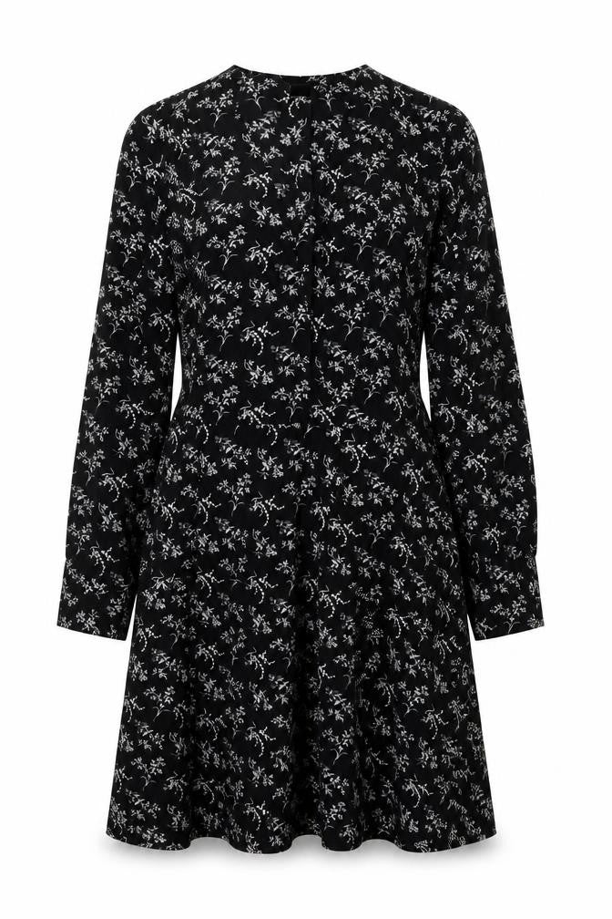 H&M Womens Black Floral Polyester A-Line Size 10 V-Neck Pullover
