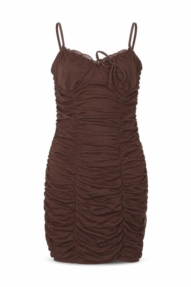 H&M Womens Brown Polyester Mini Size S Square Neck Pullover