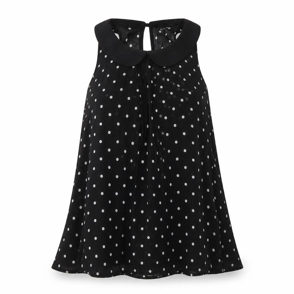 H&,M Womens Black Polka Dot Polyester Basic Blouse Size 8 Collared