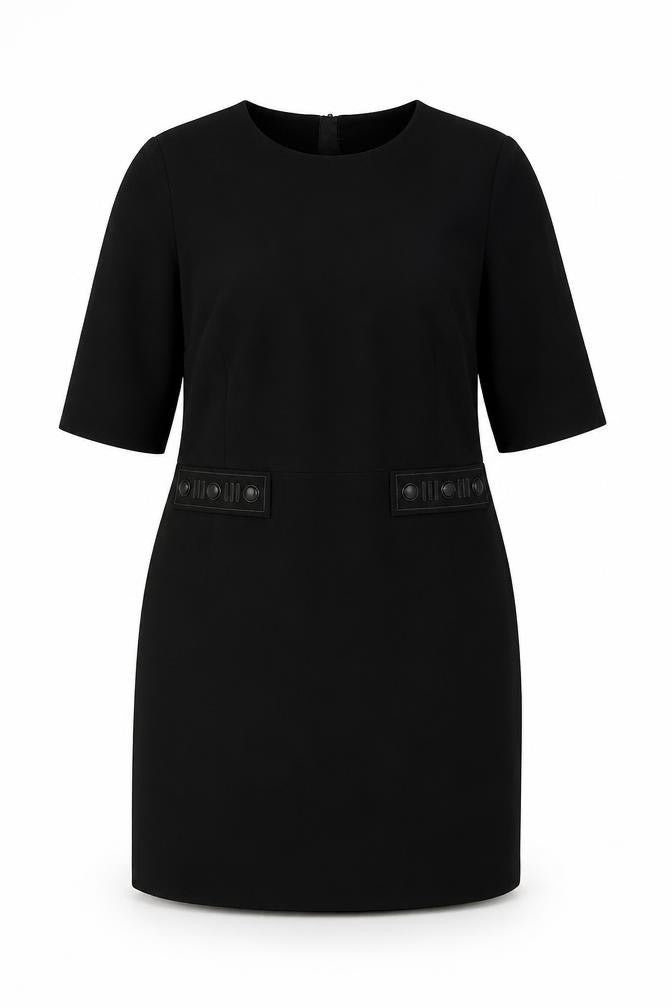 H&,M Womens Black Polyester A-Line Size 14 Round Neck Zip