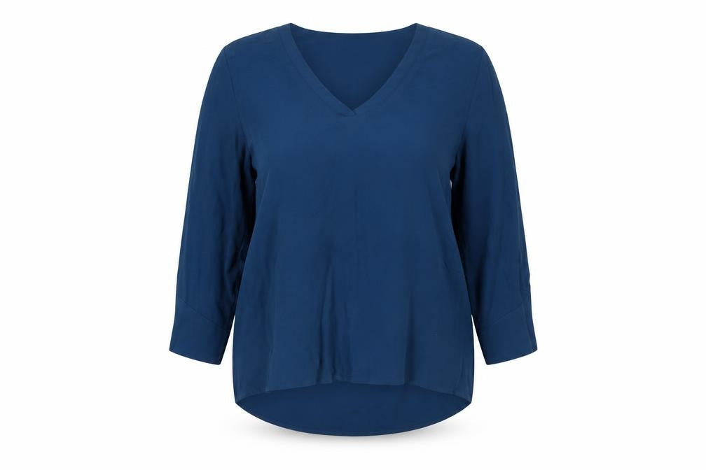 Object Womens Blue Viscose Basic Blouse Size 12 V-Neck