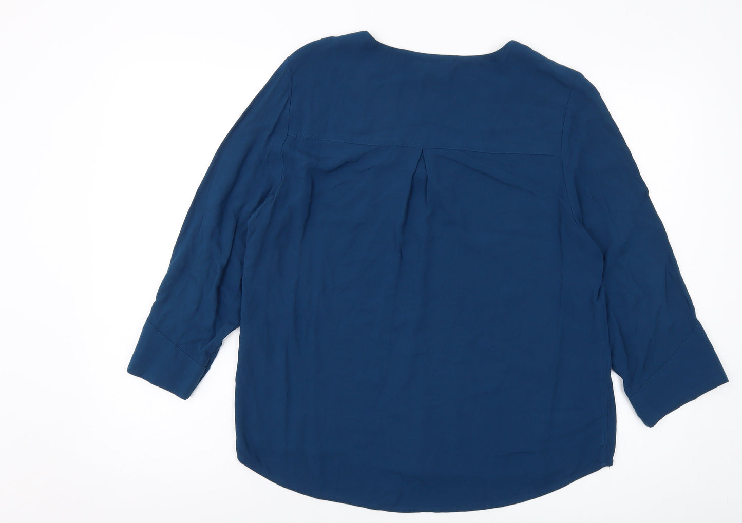 Object Womens Blue Viscose Basic Blouse Size 12 V-Neck