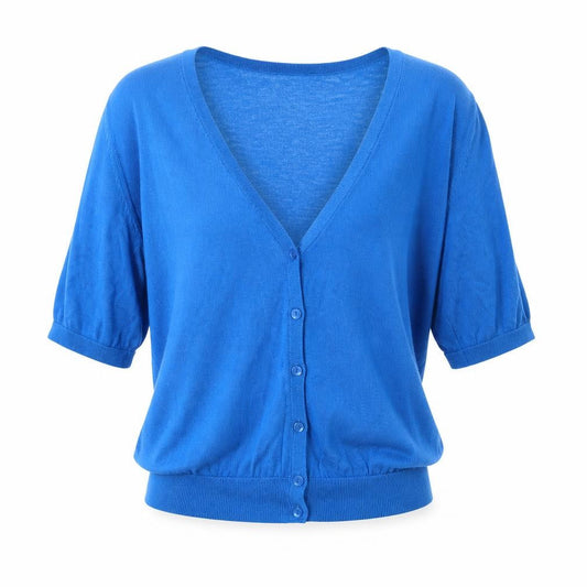 H&M Womens Blue V-Neck Lyocell Shrug Jumper Size L