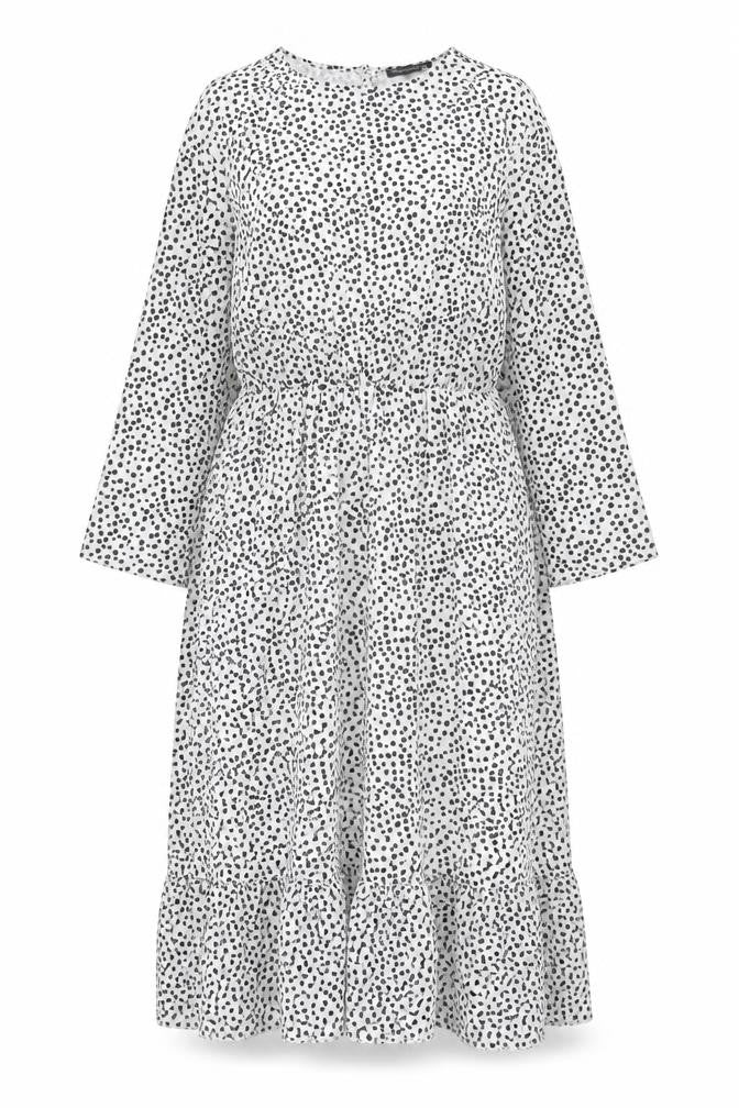 New Collection Womens White Geometric Polyester A-Line Size XS Round Neck Button