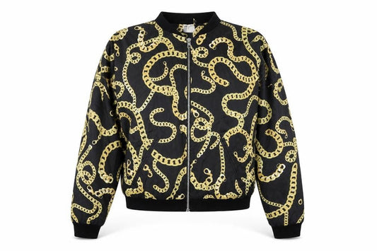H&M Womens Black Geometric Bomber Jacket Jacket Size XS Zip
