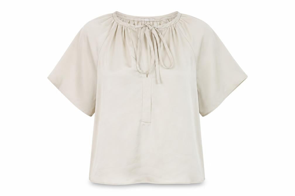 H&M Womens Beige Polyester Basic Blouse Size XS V-Neck