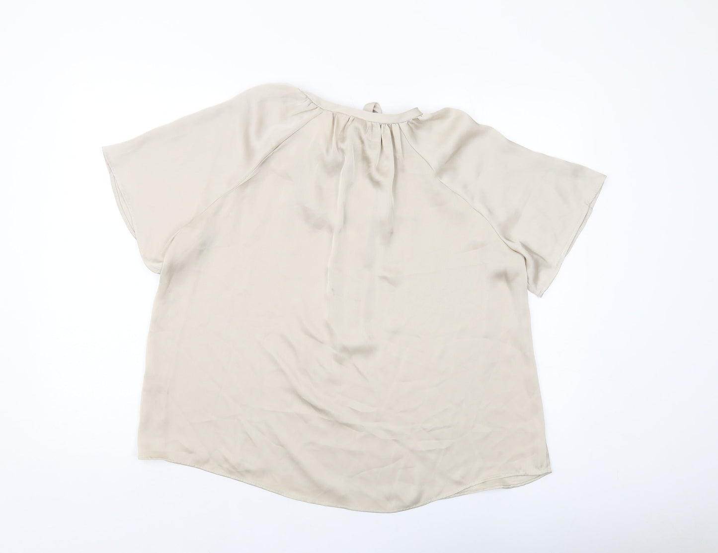 H&M Womens Beige Polyester Basic Blouse Size XS V-Neck