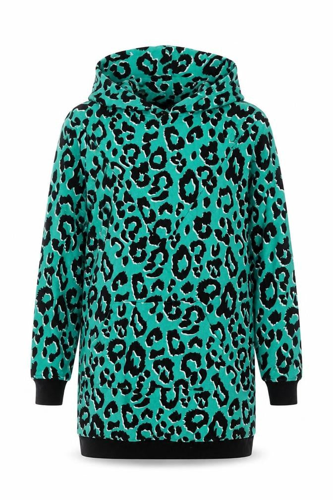 Tilbed Womens Green Animal Print Cotton Pullover Hoodie Size M Pullover