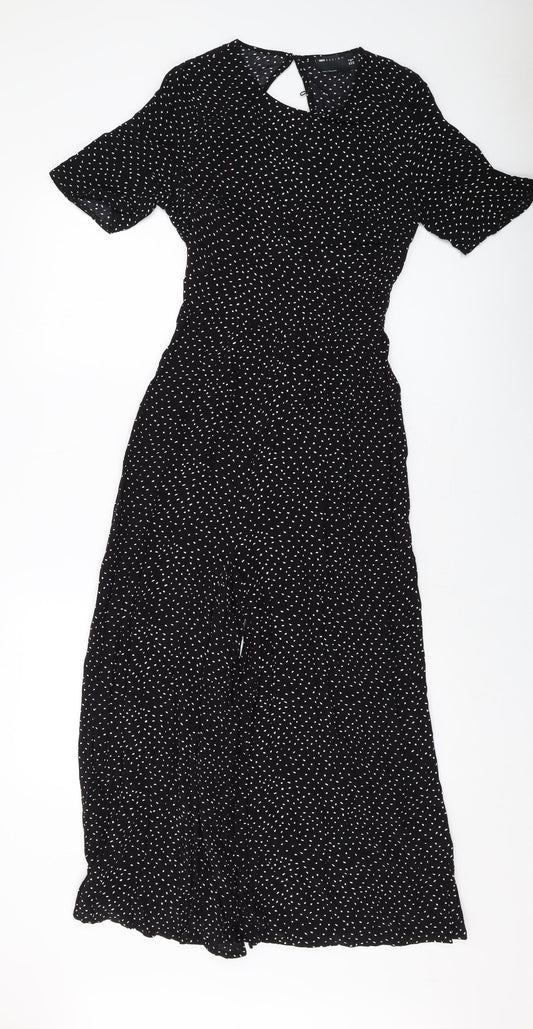 ASOS Womens Black Polka Dot Viscose Jumpsuit One-Piece Size 4 Button