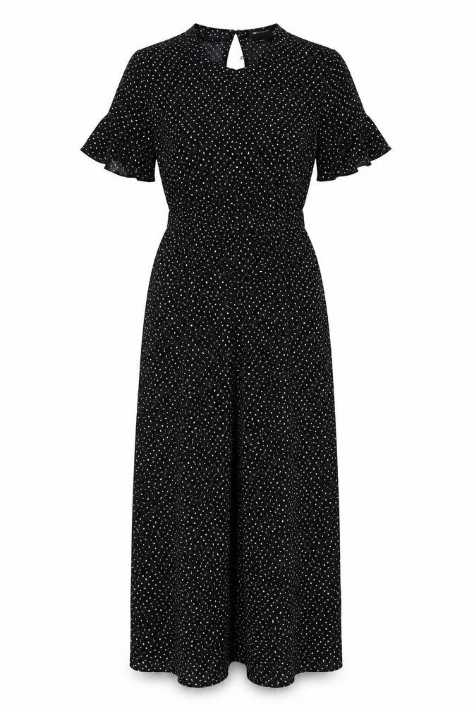 ASOS Womens Black Polka Dot Viscose Jumpsuit One-Piece Size 4 Button