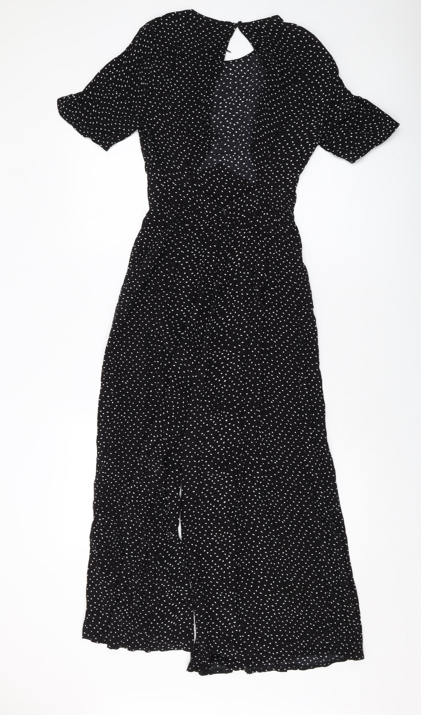 ASOS Womens Black Polka Dot Viscose Jumpsuit One-Piece Size 4 Button
