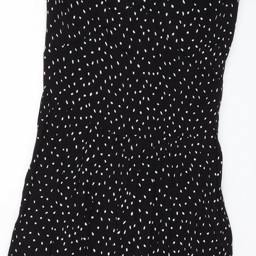 ASOS Womens Black Polka Dot Viscose Jumpsuit One-Piece Size 4 Button