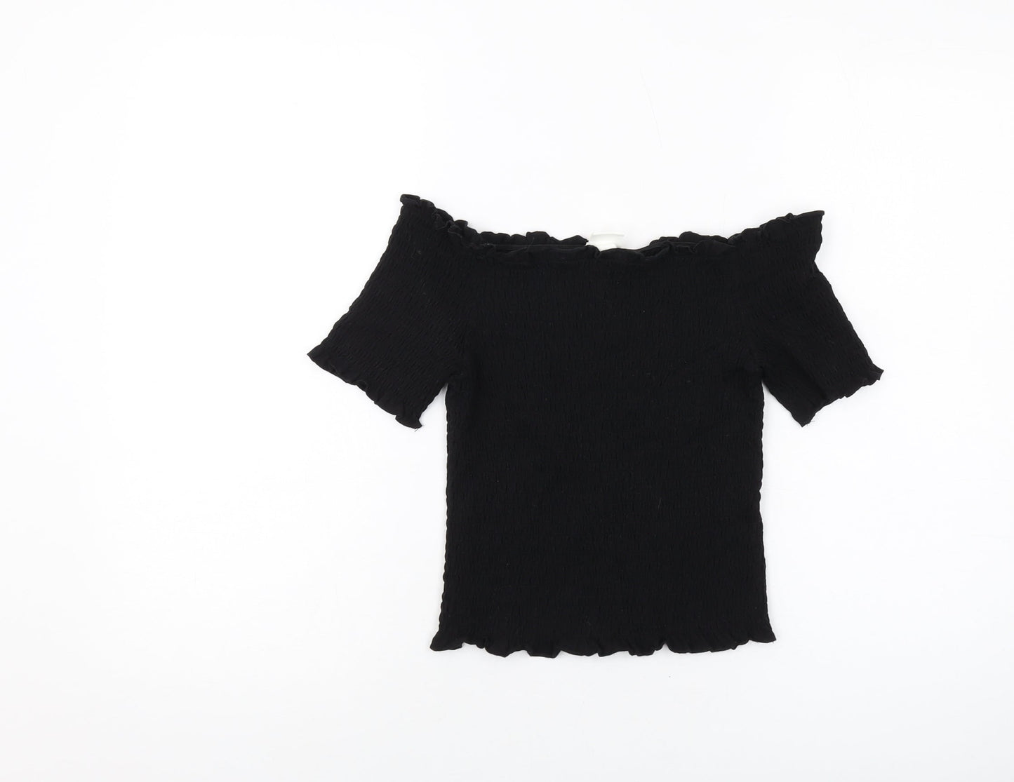 H&M Womens Black Cotton Basic T-Shirt Size M Square Neck