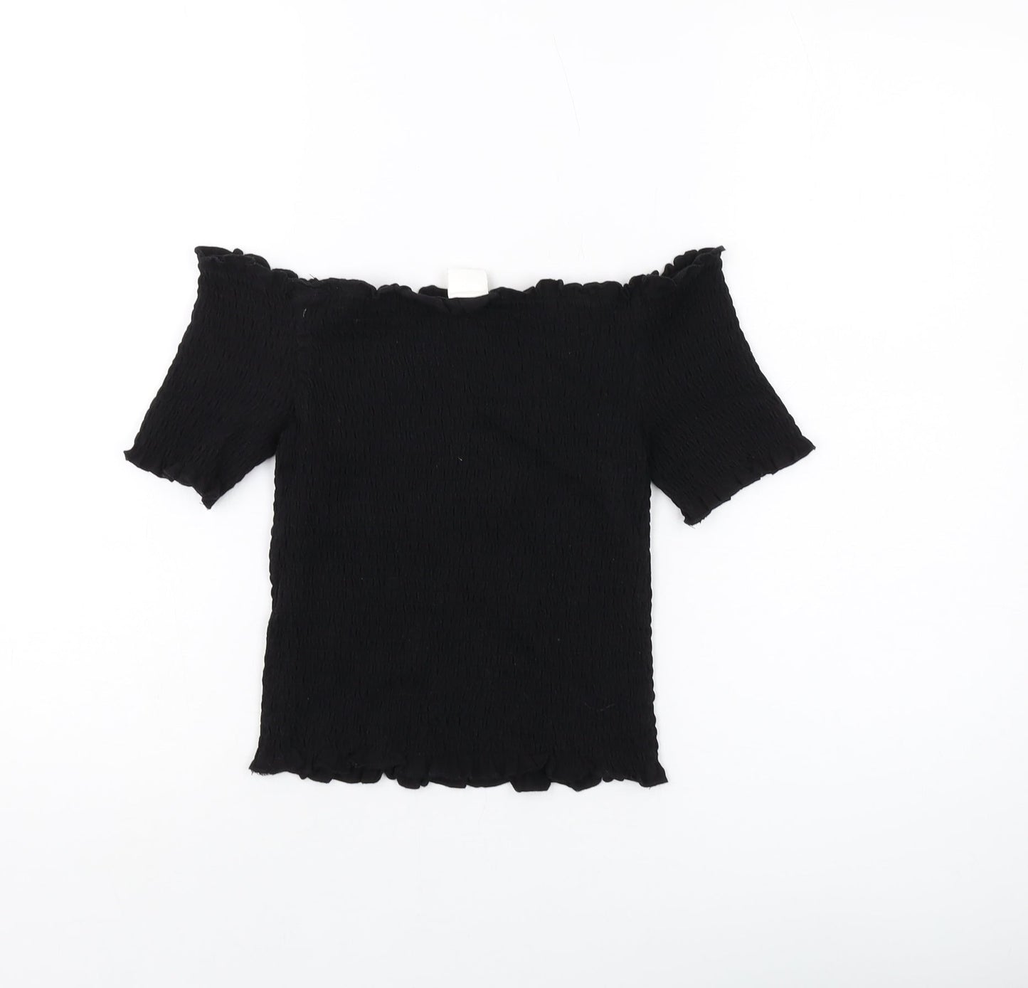 H&M Womens Black Cotton Basic T-Shirt Size M Square Neck