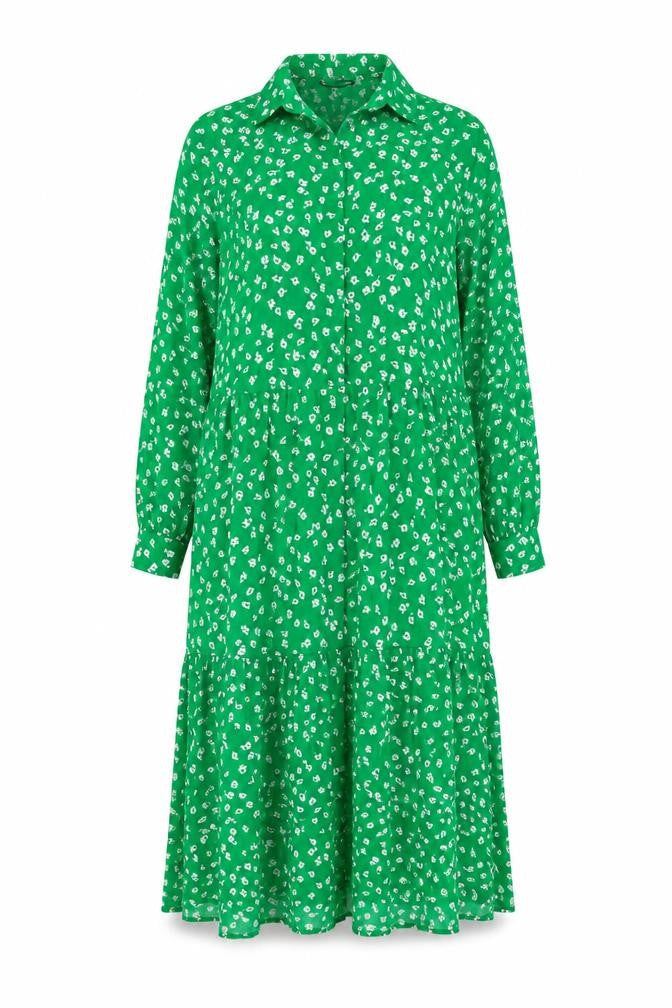 H&M Womens Green Geometric Viscose A-Line Size XS Collared Button