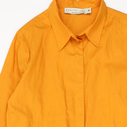 Heaven Lab Womens Orange Polyester Tunic Button-Up Size M Collared