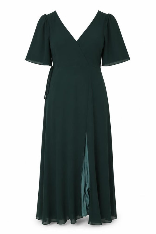 Folkster Womens Green Polyester A-Line Size L V-Neck Zip
