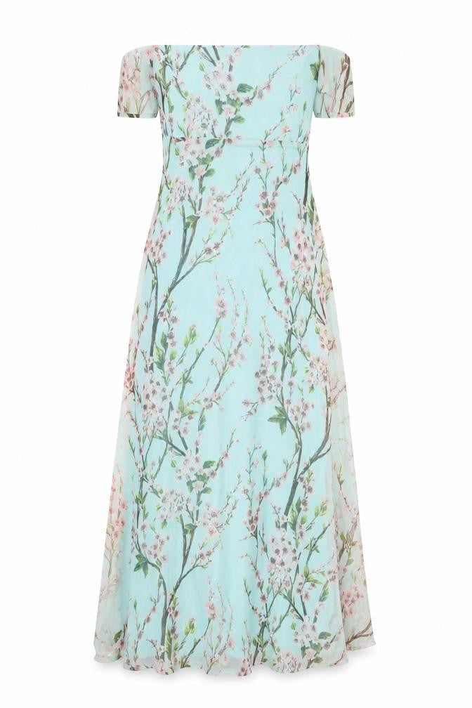 Boohoo Womens Blue Floral Polyester A-Line Size 10 Square Neck Zip