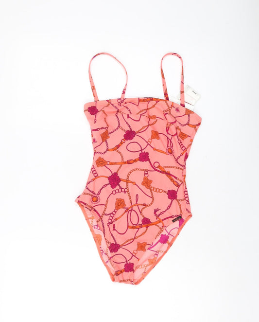 Lidea Womens Pink Geometric Polyester One Piece Size 10