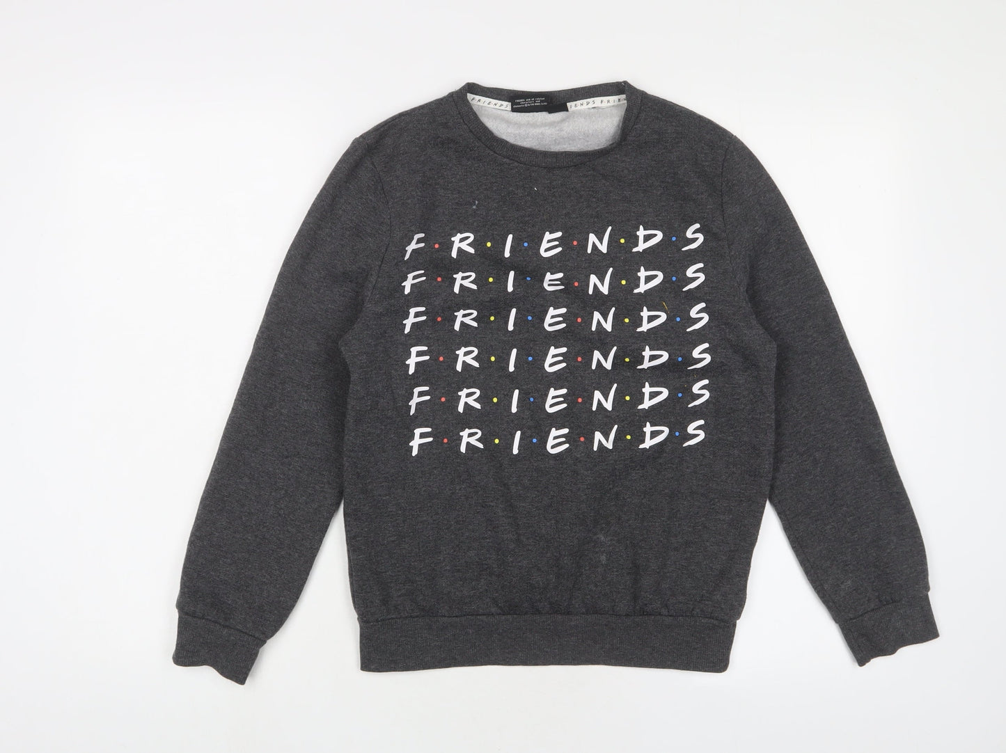 FRIENDS Womens Grey Cotton Pullover Sweatshirt Size 2XS Pullover