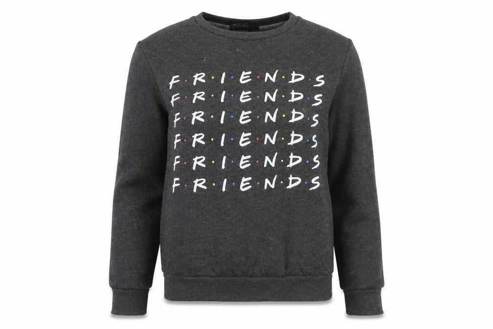 FRIENDS Womens Grey Cotton Pullover Sweatshirt Size 2XS Pullover