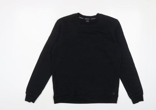 GOODMOVE Boys Black Cotton Pullover Sweatshirt Size 13-14 Years Pullover
