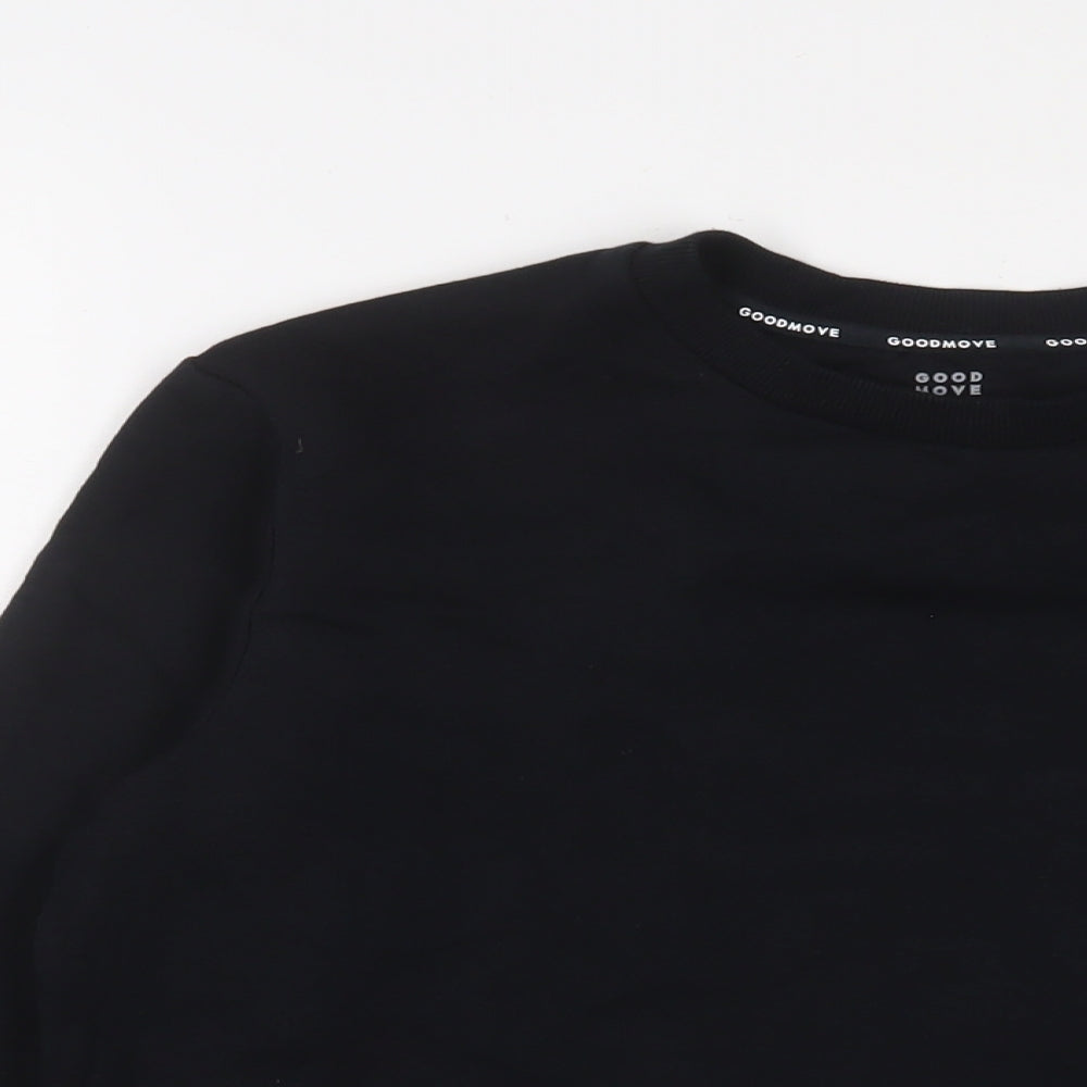 GOODMOVE Boys Black Cotton Pullover Sweatshirt Size 13-14 Years Pullover