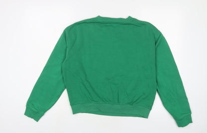 H&M Womens Green Cotton Pullover Sweatshirt Size M Pullover