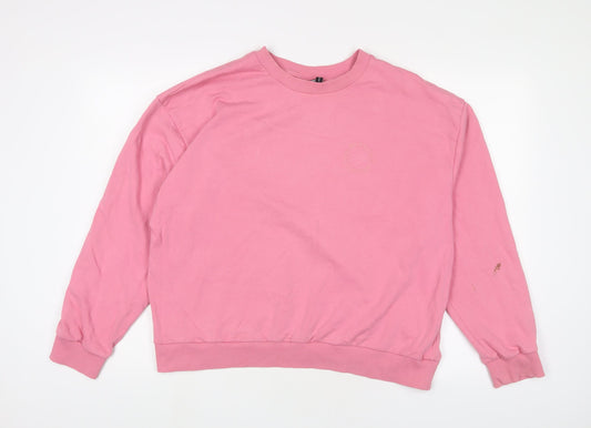 ASOS Womens Pink Cotton Pullover Sweatshirt Size 12 Pullover - Embroidered#