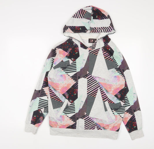 NEXT Womens Multicoloured Geometric Cotton Pullover Hoodie Size 10 Pullover