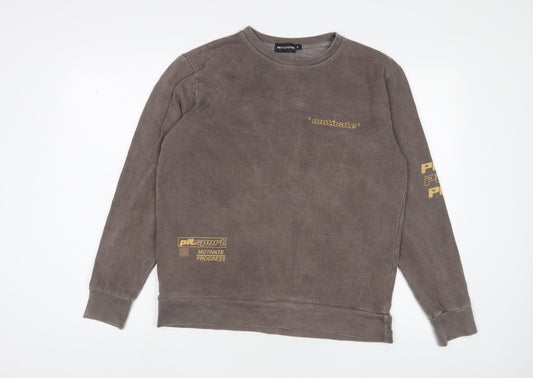 PRETTYLITTLETHING Womens Brown Cotton Pullover Sweatshirt Size S Pullover
