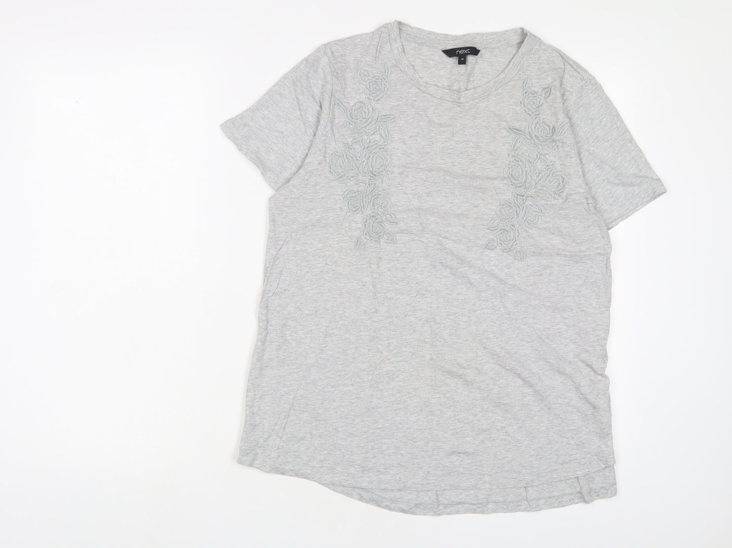 NEXT Womens Grey Fair Isle Cotton Basic T-Shirt Size 16 Collared - Embroidered