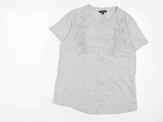 NEXT Womens Grey Fair Isle Cotton Basic T-Shirt Size 16 Collared - Embroidered