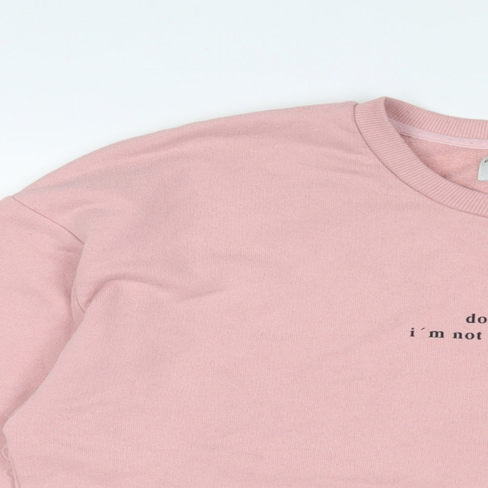 Pull&Bear Womens Pink Cotton Pullover Sweatshirt Size M Pullover