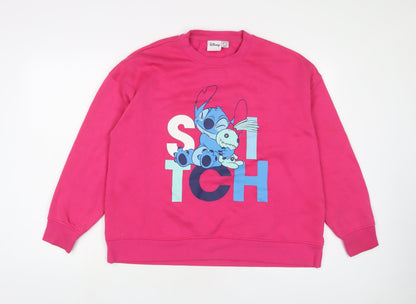 Preloved Disney Womens Pink Cotton Pullover Sweatshirt Size L Pullover - Front