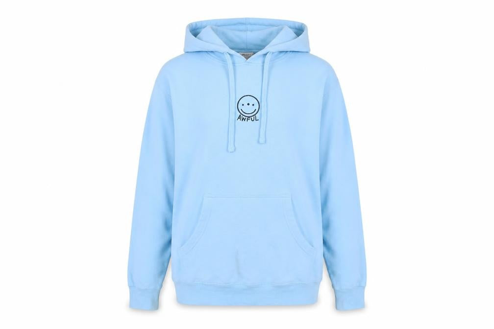 Awful Womens Blue Cotton Pullover Hoodie Size S Pullover - Embroidered